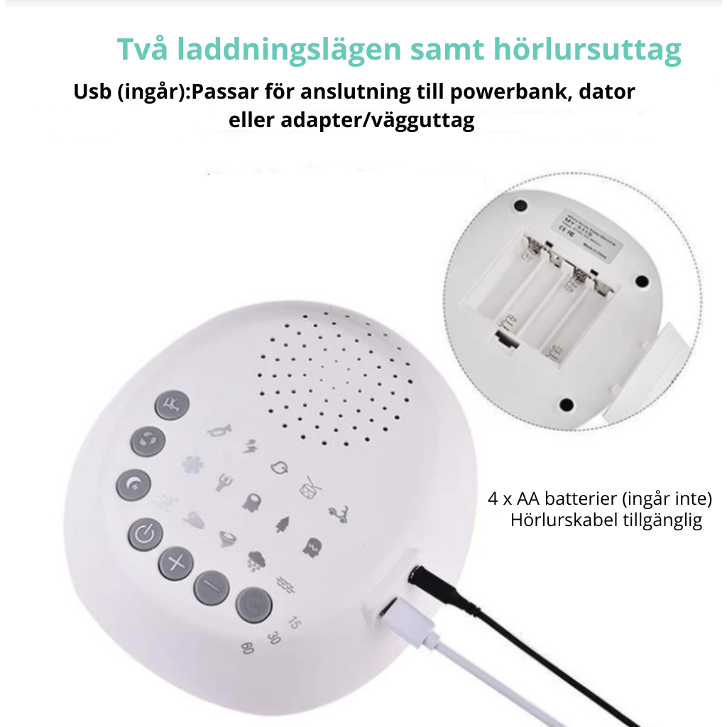 White Noise-maskin för Bebis – 9 Lugnande Ljud för Bättre Sömn & Avkoppling